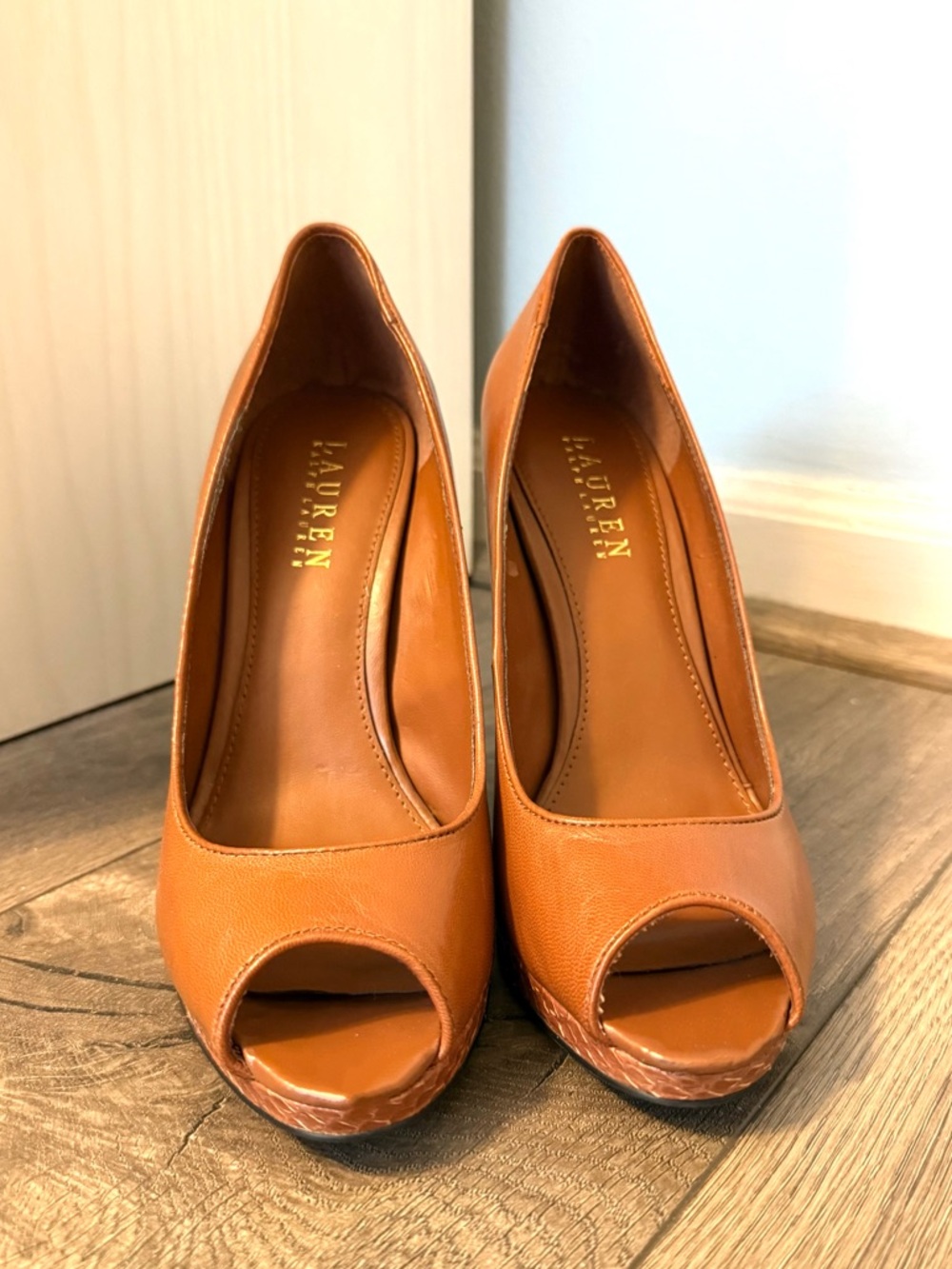 Women’s Ralph Lauren Leather Peep-Toe Pumps